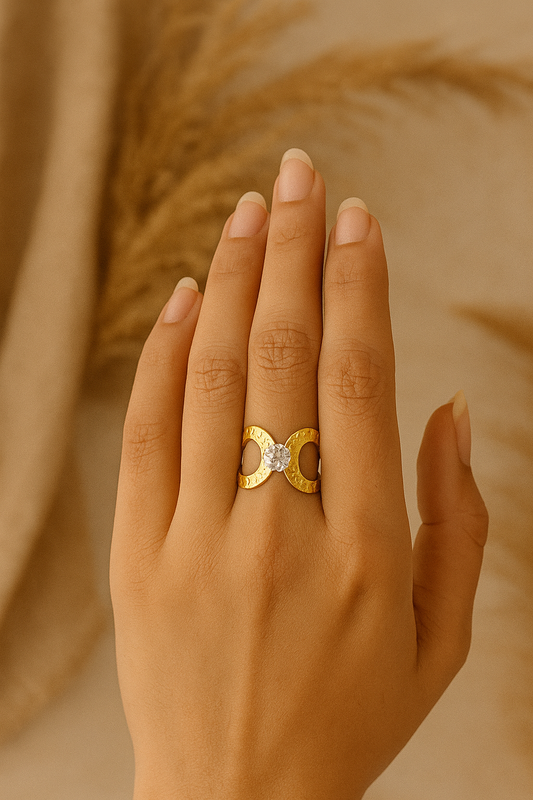 Golden Eclipse — Hammered Gold Ring