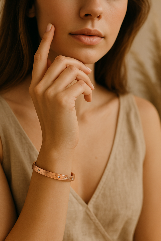 Star Glint β Rose Gold Textured Bangle