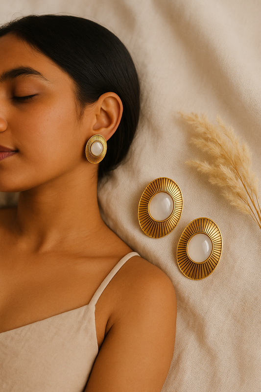 Radiant Oval Studs (Anti Tarnish)