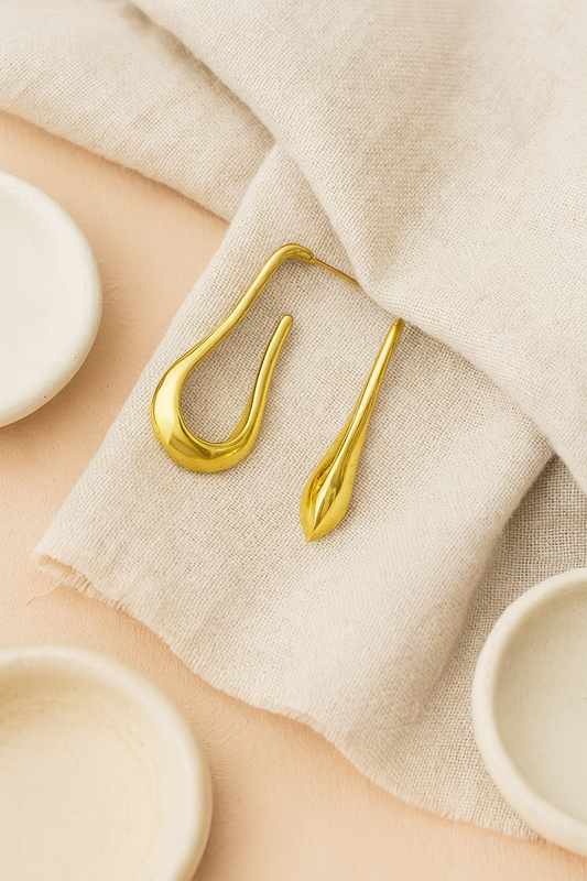 Bold Curve Gold Earrings
