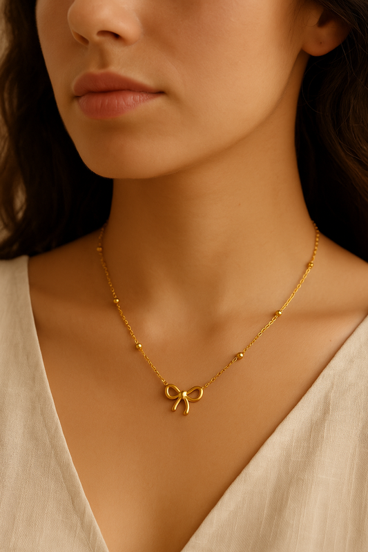Golden Grace Bow Necklace