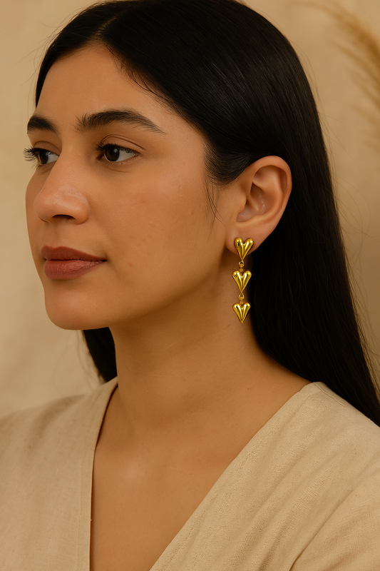 Golden Heartfall Danglers