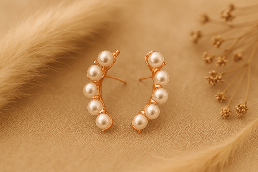 Pearl Bloom — Arc Stud Earrings